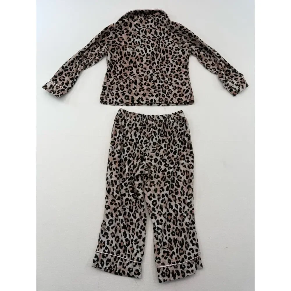 Juicy Couture Toddler Girls Velour Pajama Set Leopard Print Pink Size 3T